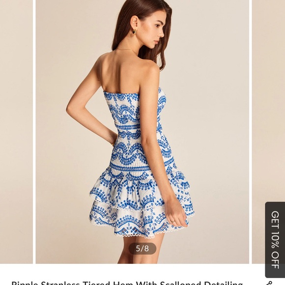 Commense Strapless Dress with Blue Patterns - Picture 5 of 9